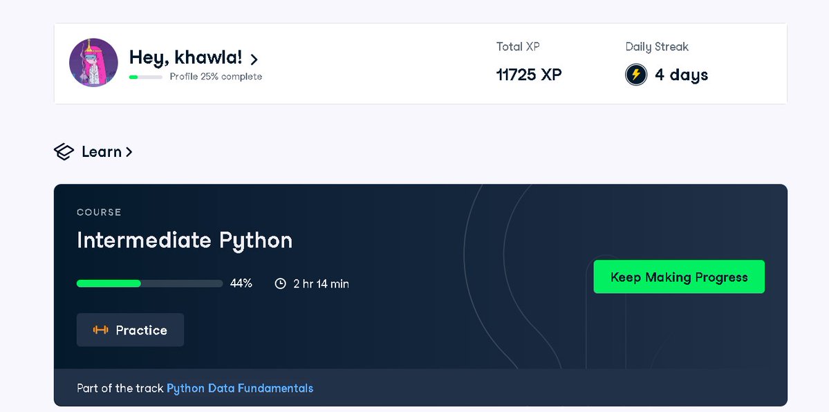 khawlabdulsatar's tweet image. Day 4 of #100DaysOfML
finished: chapter 2 of intermediate Python on #DataCamp.
started : chapter 3, also I worked on my grad project ( its about xgboost algorithm and building beside it a Django app as interface for the project!