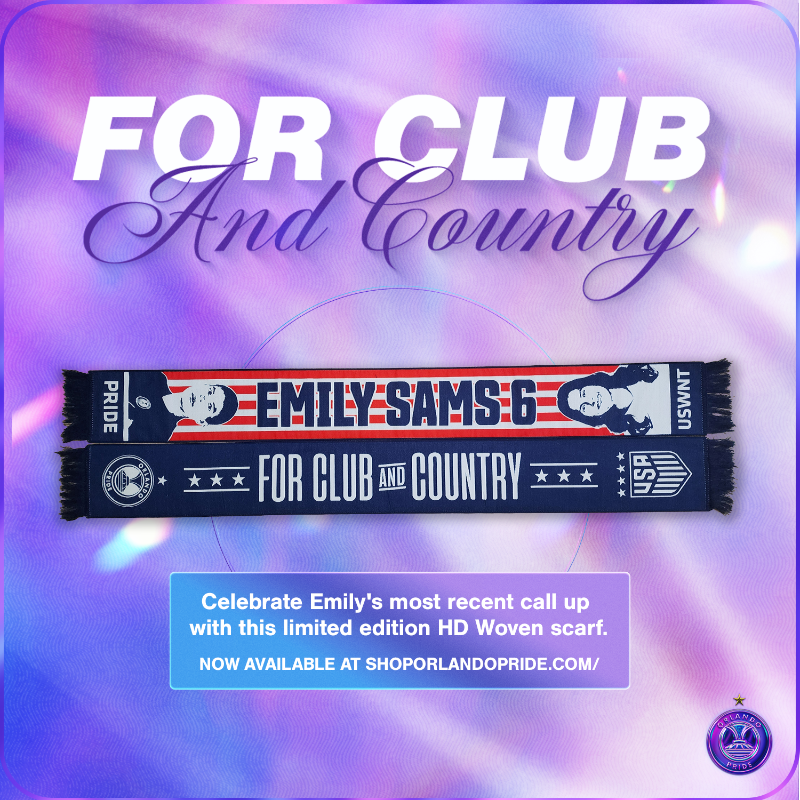 ShopORLPride's tweet photo. For Club &amp; Country 🇺🇸

Show your support for our @USWNT star, Emily Sams, with this limited edition scarf ⤵️