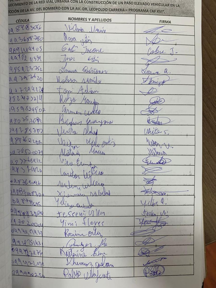 JuanYcaza1's tweet image. Lo que ustedes han estado viendo estos tres días son fotos reales del expediente de la Acción de Protección por el paso a desnivel en Los Ceibos. Corresponden a las supuestas “25.000 firmas ciudadanas de respaldo” que el Municipio presentó oficialmente ante el Tribunal de…