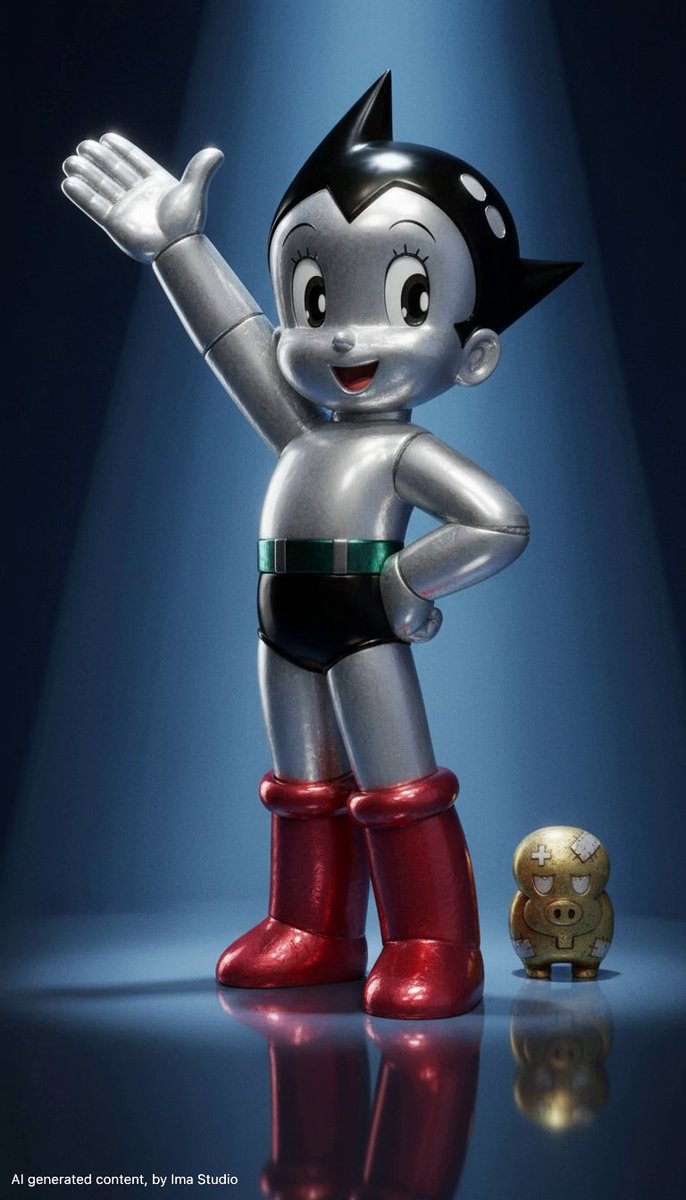 AuraPixelHQ's tweet image. Metallic Tetsuwan Atom — 4K iPhone Wallpaper ✨️

Tetsuwan Atom in a shiny metallic style — futuristic, bold, and perfect for a striking iPhone look. Created with ImaStudio ✨

 #MetallicStyle #4KWallpaper #FuturisticVibes #iPhoneAesthetic