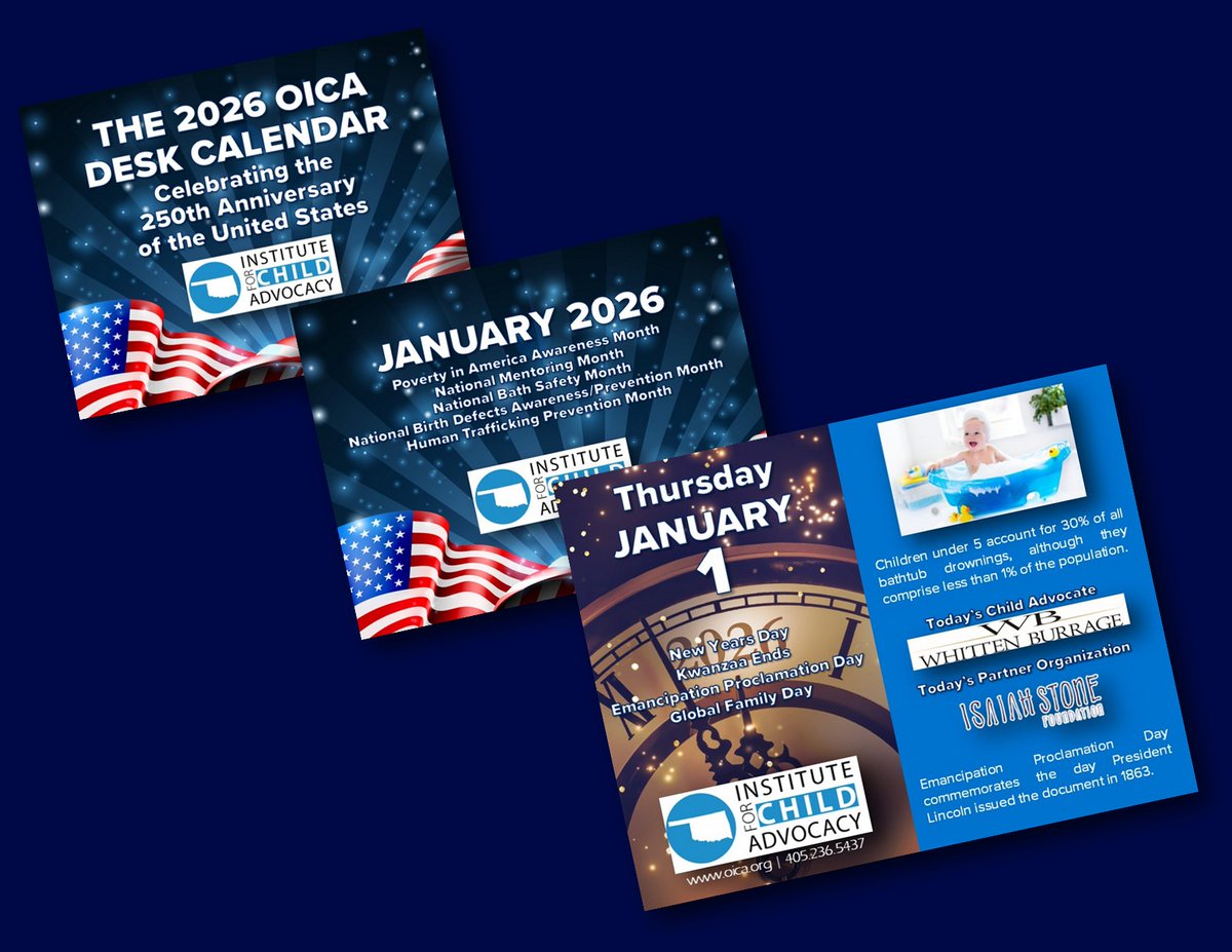 LESS THAN 2 WEEKS ARE LEFT TO PURCHASE YOUR CALENDAR PAGE OR PAGES FOR 2026! Take a day to make a difference for Oklahoma's children at tinyurl.com/OICACAL26
