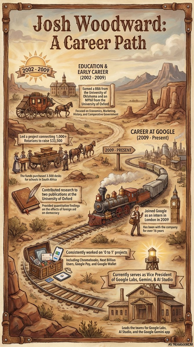 joshwoodward's tweet image. Infographics in @NotebookLM are crazy good, we&apos;re starting to see a viral trend where people convert their LinkedIn into an infographic

Here&apos;s mine! Instructions in 🧵