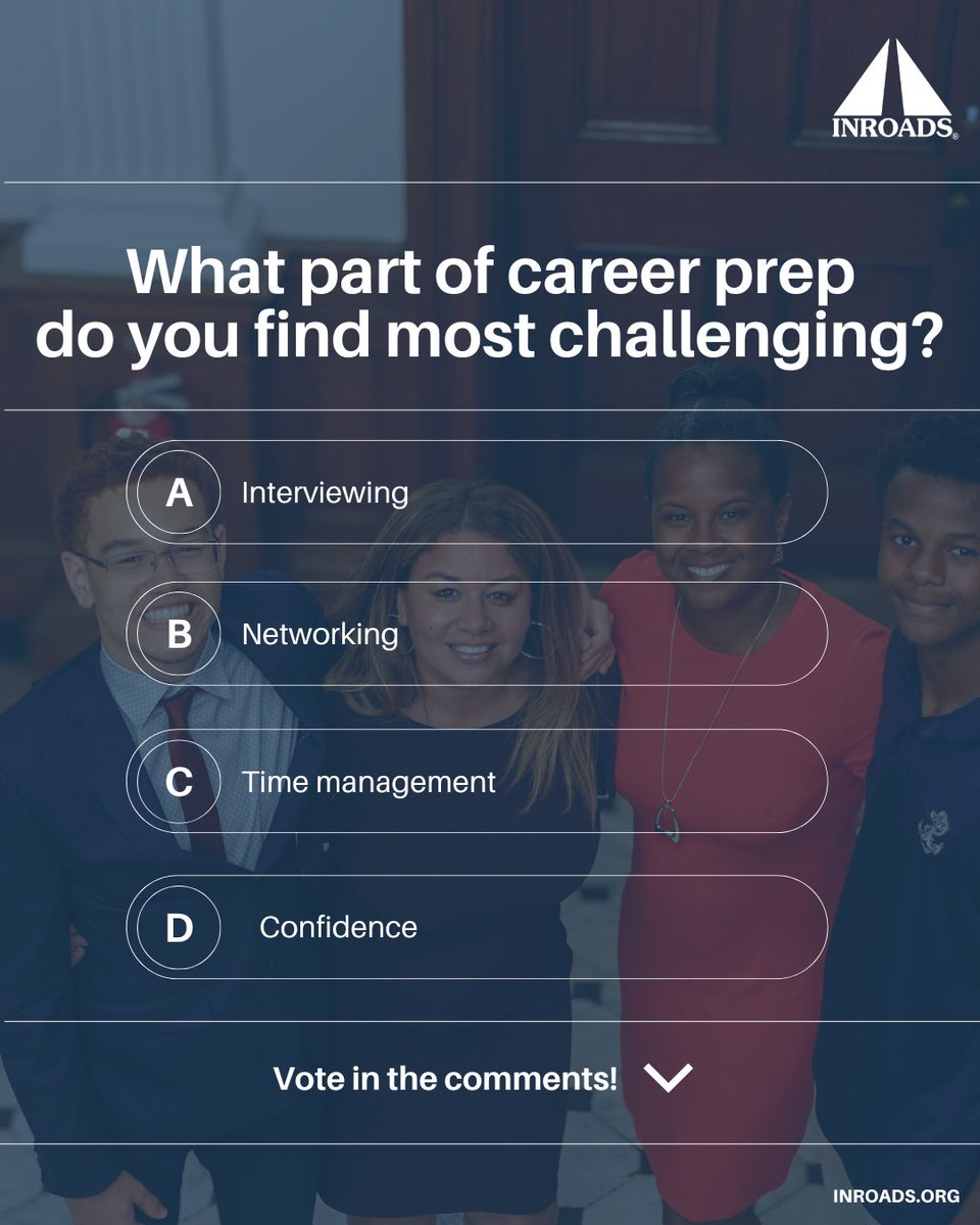INROADS's tweet image. INROADS provides coaching, mentorship, and internships to help students grow and succeed—learn more and apply to join the program ➡️ inroads.org

#careerpoll #jobpoll #studentdevelopment #studentprogram