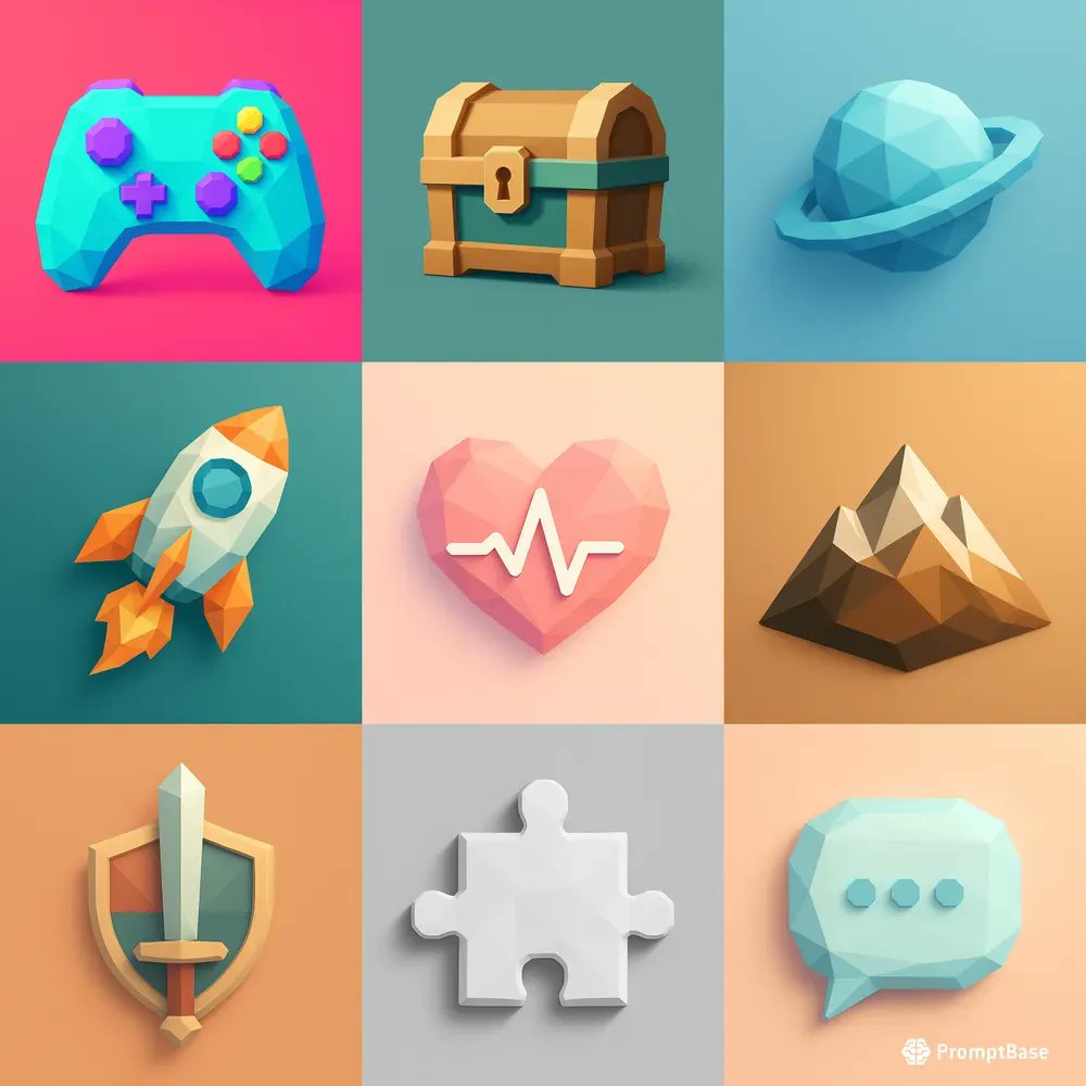 promptbase's tweet image. Low Poly Icon Forge by @aivoyager_nl using ChatGPT Image 🏗️
