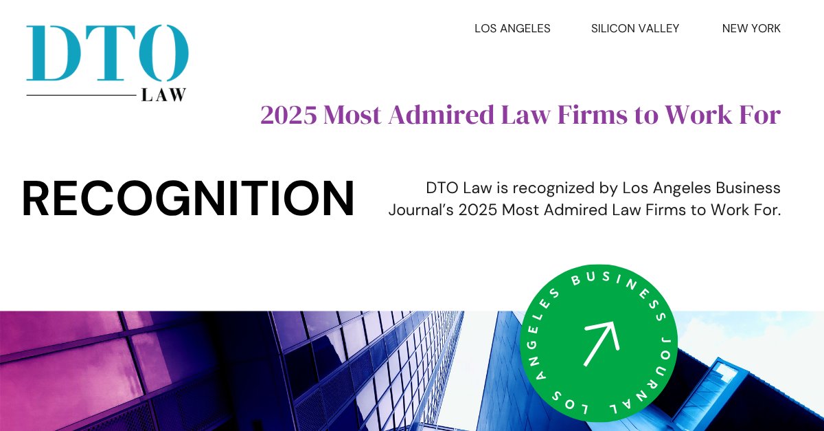 DTOLaw's tweet photo. For the fourth consecutive year, DTO Law has earned a spot on the @LABJnews’ 2025 “Most Admired Law Firms to Work For” list.

We value the people who make DTO a great place to work and a trusted partner for our clients. https://t.co/qhUoRolMW2