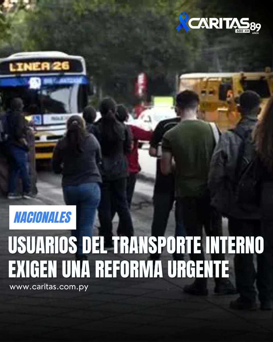 680CARITAS's tweet image. #TardeoTemprano
Representantes de OPAMA advierten que el transporte interno de Asunción está al borde del colapso. Hoy solo funcionan dos líneas, la 6 y la 13-2, con menos de la mitad de sus buses, ofreciendo un servicio considerado “calamitoso” por los propios usuarios.…