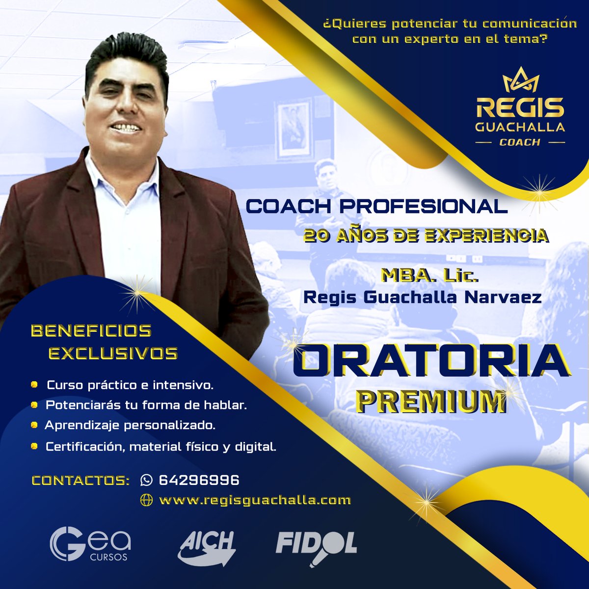 CursosGea's tweet photo. ORATORIA PREMIUM – Fortalece tu Voz, Potencia tu Presencia
La Paz: https://t.co/659hkY40nk
Calle Federico Zuazo (detrás del monoblock de la UMSA), Torre Ventura, Planta Baja, Oficina 6.
Whatsapp: 64296996
https://t.co/KUQ967VOvB
#OratoriaPremium #RegisGuachalla #Oratoria https://t.co/vcr3yyAnYF