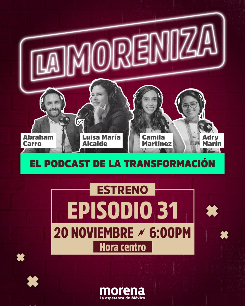 ¡No te pierdas el episodio 31 de La Moreniza!
Prepárate para una charla fundamental sobre el impacto de la Marcha de la Generación Z y el papel de la derecha, así como la importancia de la participación juvenil en la política actual.

¡Recuerda, hoy a las 6:00 pm!