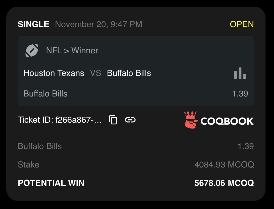 coqbook's tweet image. Love to see big avax -&amp;gt; $COQ swaps &amp;amp; big $COQ bets on Thursday Night Football 🏈

Eveyone seems convinced that the Bills will make quick work of the Texans. What could go wrong?

Predictions?

Bet $COQ

Stay hard