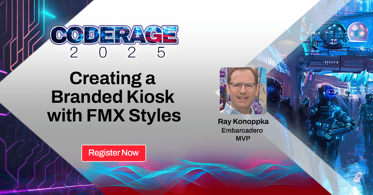 EmbarcaderoTech's tweet image. Brand your kiosk apps with FMX + Skia! 🎨

Join Ray Konoppka to learn how to customize logos, colors, buttons, and Lottie animations using FMX Styles. 

Register now: tinyurl.com/CodeRage-2025-… 

#CodeRage2025 #Delphi #FMX