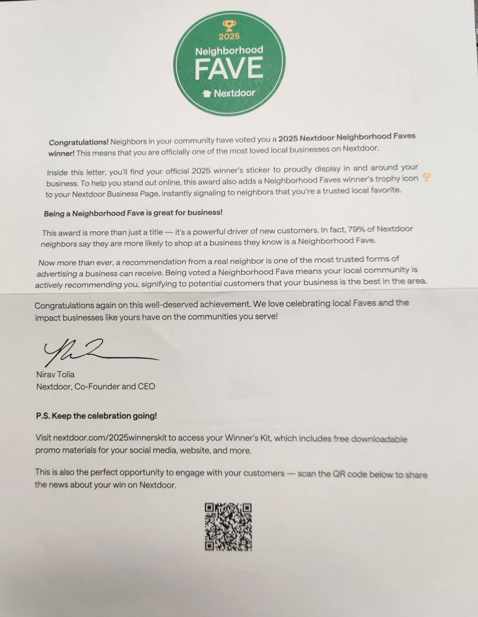 comfortablellc's tweet image. Proud to share that Comfortable LLC has been named a 2025 Nextdoor Neighborhood Fave! 🏆
From HVAC repairs to walk-in freezer installs, thank you for trusting us as your favorite local team. We appreciate every vote and every customer who keeps us going! 💚

#HVACService