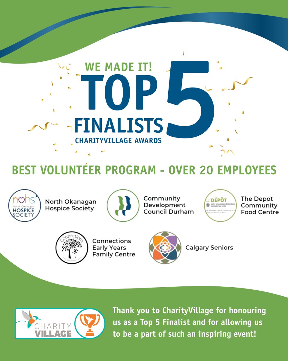 CDCDurham's tweet image. This year’s CharityVillage Conference &amp;amp; Awards was truly inspiring! We’re honoured to be a Top Finalist for Best Volunteer Program – Over 20 Employees! Thank you @CharityVillage for the nomination and the opportunity to be part of this event.

#CharityVillage #CDCD #Volunteers