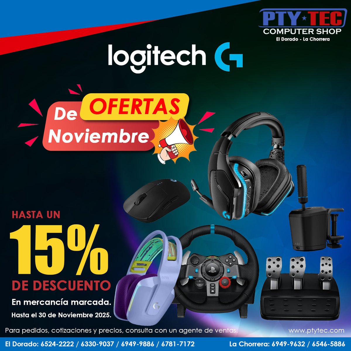 ptytec_computer's tweet image. ¡Potencia tu juego! 🎮
Hasta 15 % OFF en productos seleccionados de la marca.
Solo hasta el 30 de noviembre ⏳

Catálogo: ptytec.com/product/offer?…

#PtytecComputerShop #LogitechG #GamingSetup #DescuentoGamer #BlackFridayGaming