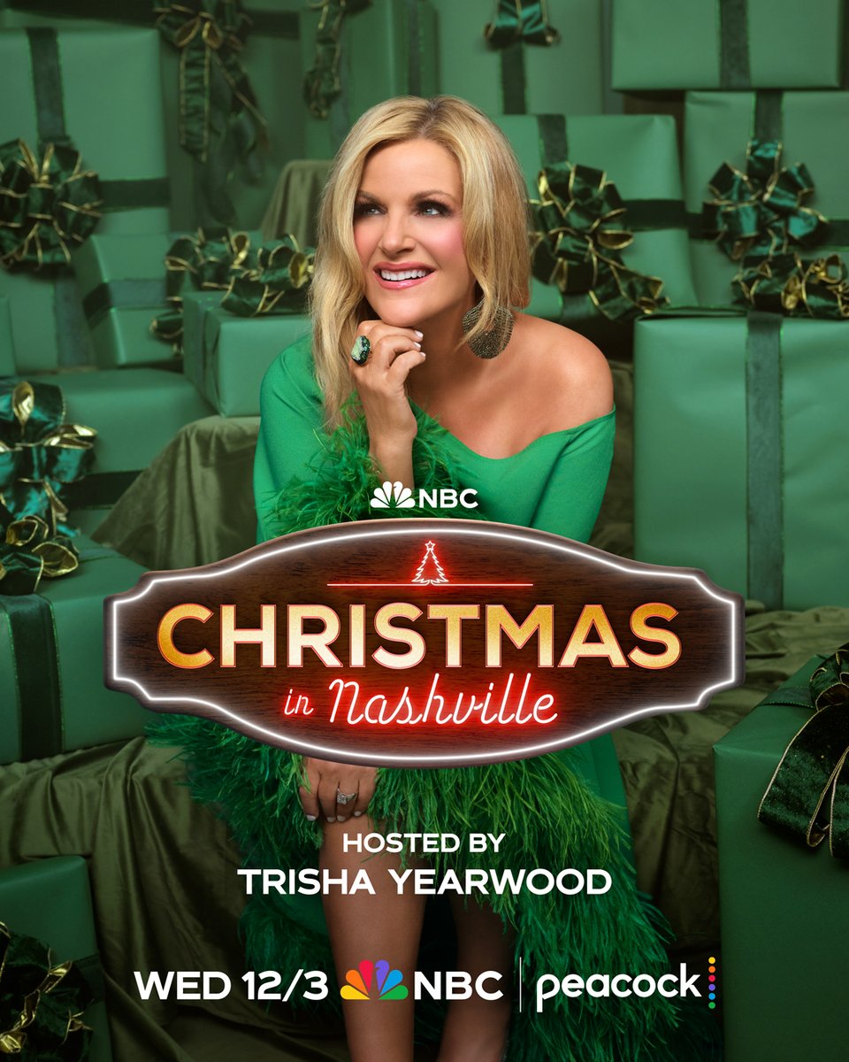 nbc's tweet photo. Trisha Yearwood and your favorite country music stars are bringing that holiday magic! ⭐ #ChristmasInNashville Dec 3 | NBC and Peacock https://t.co/WvSxlurAl1