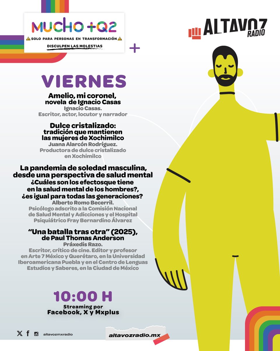 😃Es viernes y #MuchoMásQDos lo sabe, por eso el equipo te tiene estos temas para terminar la semana reflexionando y cuestionando👇

📖Amelio, mi coronel, novela  de Ignacio Casas.
Ignacio Casas. Escritor, actor, locutor y narrador.

🍡Dulce cristalizado: tradición que mantienen