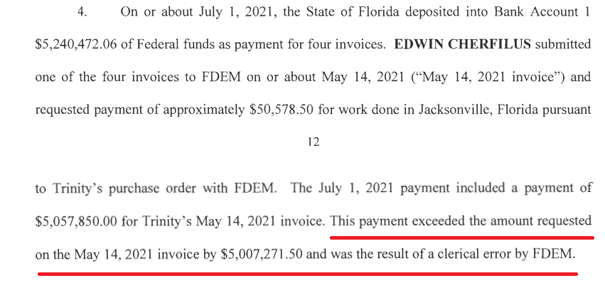 jamiedupree's tweet image. How did Rep. Sheila Cherfilus-McCormick D-FL allegedly steal $5 million?  Her family&apos;s company did COVID-19 work for the state of Florida.  

They sent a bill for just over $50k, but the Florida Division of Emergency Management mistakenly paid them over $5 million.