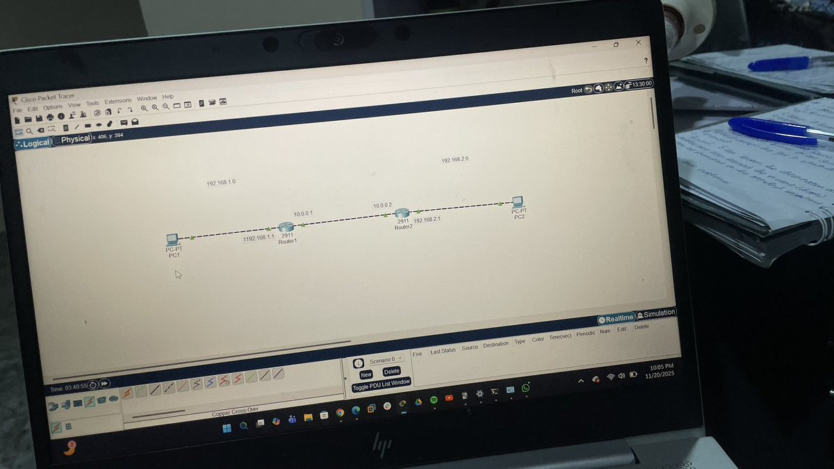 eh_tiks's tweet image. My first static routing finally clicked today 🙌🏽🥲
Yesterday my PCs wouldn’t ping, my configs were a mess to be honest. 
Today?
PC1 ↔ PC2 is clean.
Both routers reachable.
Everything forwarding properly.
 
I can sleep properly this night 😂😂😂 #Networking #routing