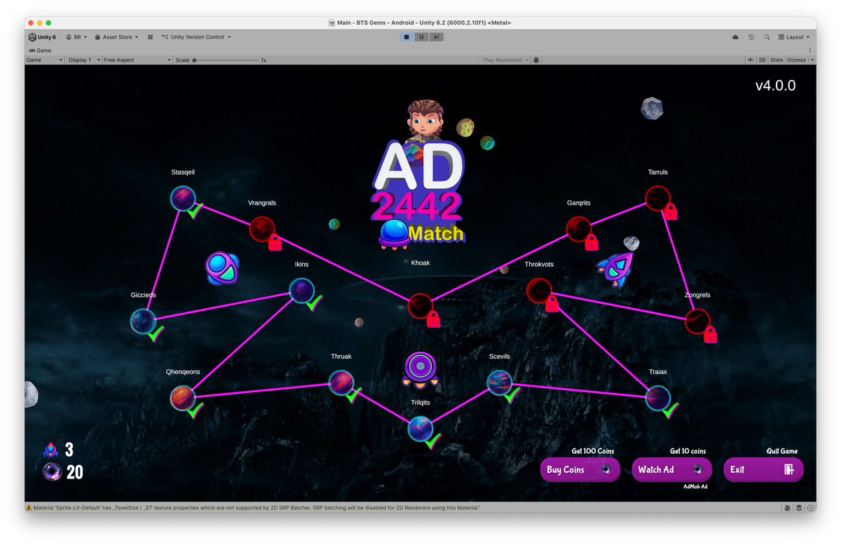 BurningThumb's tweet image. AD 2442, our Match 3 #indiegame developed with #unity3d for macOS, iOS, tvOS, and Android Phone, Tablet, and TV, is getting a refresh with a new color palette and new sprites.

Coming Soon™

#indiegamedevelopers #IndieGameTrends 
#unity3dgamedevelopers #unity3dgamedevelopment