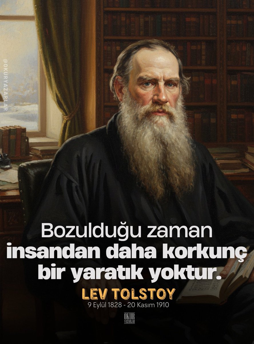 Yaşadığı dönemde dünyaya sıradışı kişiliğiyle damga vuran, Rus edebiyatının en önemli yazarlarından, edebî deha Lev Nikolayeviç Tolstoy'u aramızdan ayrılışının 115. yılında saygıyla anıyoruz.