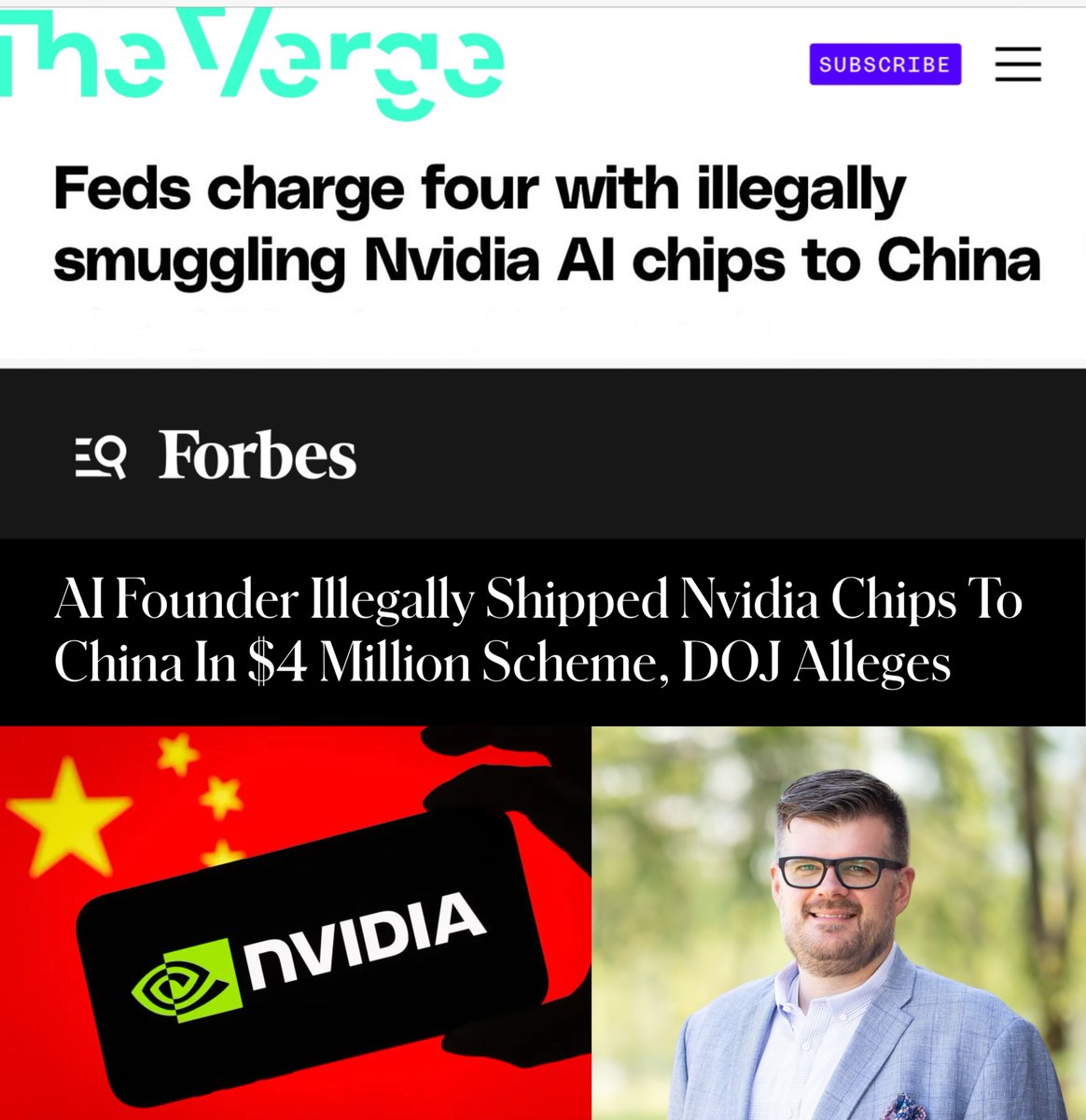 Byron_Wan's tweet image. Federal prosecutors have charged four people — 🇺🇸 citizen Hon Ning Ho aka Mathew Ho, 🇺🇸 citizen Brian Curtis Raymond, 🇨🇳 national Cham Li aka Tony Li, and 🇨🇳 national Jing Chen aka Harry Chen — with illegally smuggling Nvidia GPUs and HP supercomputers with Nvidia GPUs from the…
