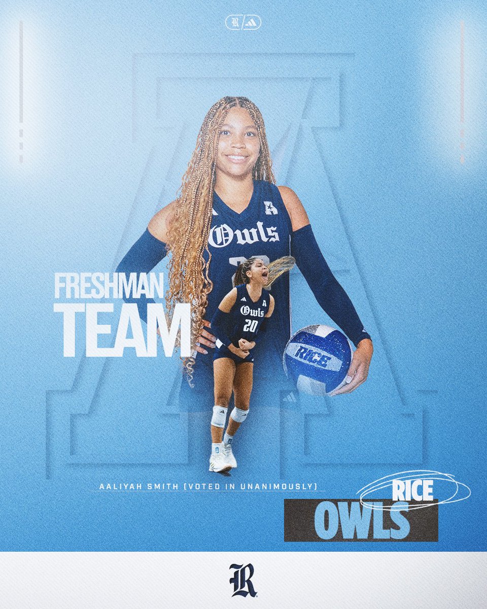RiceVolleyball's tweet image. 🏆All-Freshman Team🏆

Congrats Aaliyah on being voted in unanimously to the All-Freshman team!