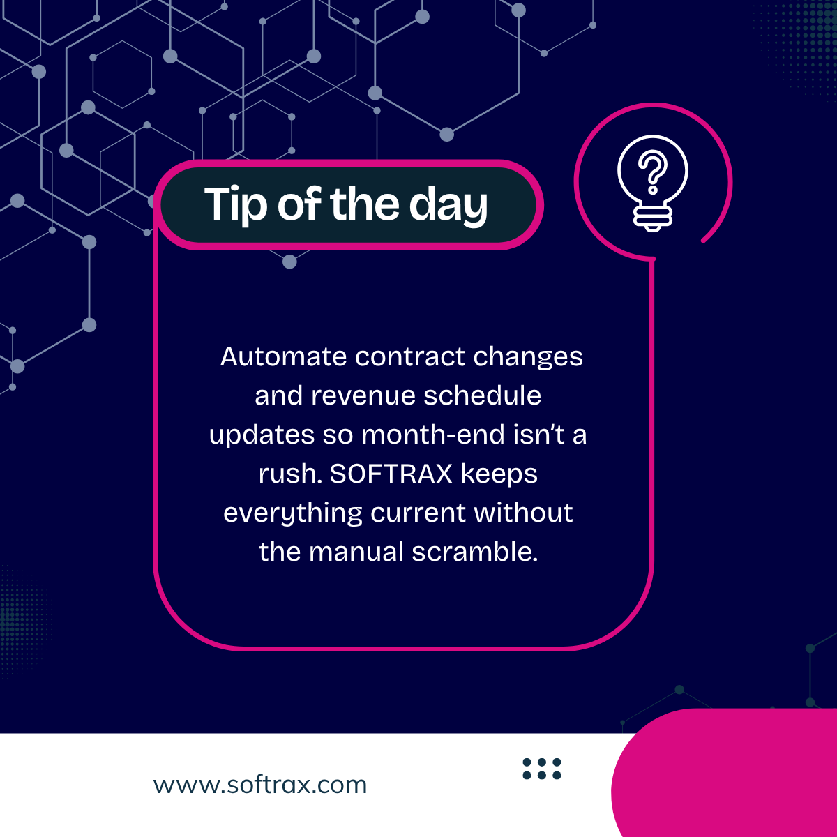 SoftraxCorp's tweet image. Month-end tip: automate contract modifications so your rev rec stays clean. SOFTRAX handles it in real time. 

#FinOps #RevenueRecognition #ASC606 #SOFTRAX