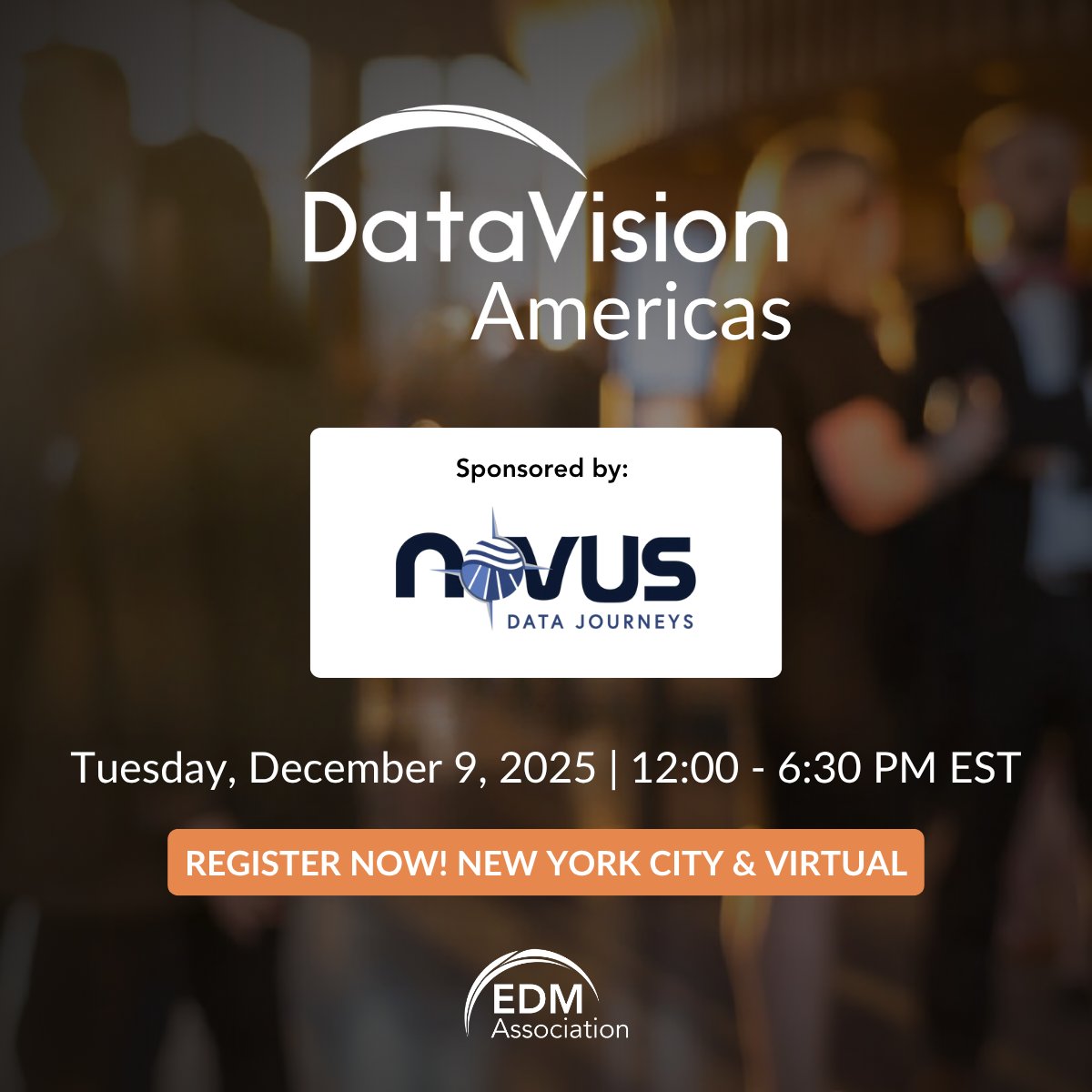 edmcouncil's tweet image. #DataVision Americas is TWO WEEKS AWAY! Thanks to sponsors like Novus Data Journeys, we&apos;ll meet LIVE in NYC (or virtually) to explore critical #data topics with experts in the field! 

Don&apos;t miss out: hub.edmcouncil.org/NC__Event?id=a…