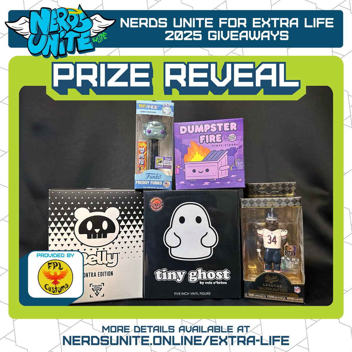 CSSully's tweet image. The Nerds Unite for Extra Life marathon streaming weekend beings tomorrow (11.21 at 12pm PT) and, thanks to some amazing sponsors, we&apos;ve got tons of prizes to give away.
Donate as little as $10 to qualify for prize drawings.
Thank you @YungPatricia for these awesome prizes!!