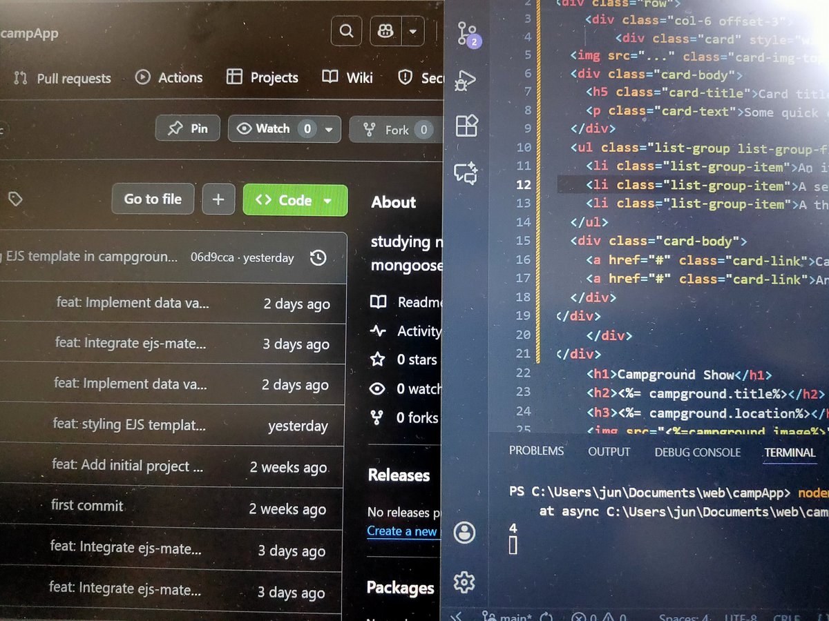 Jun04136299's tweet image. ハンズオン教材やったりやめたりだが、ディベロパーの仕事GETできるよう、MERNスタックに絞って頑張る☺
Studying MERN stack 

#mernstack #webdeveloper