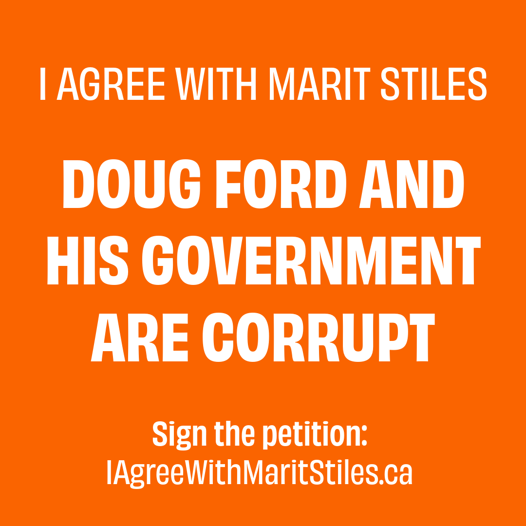 OntarioNDP's tweet image. I agree with Marit Stiles. 

Doug Ford and his government are corrupt. 

IAgreeWithMaritStiles.ca