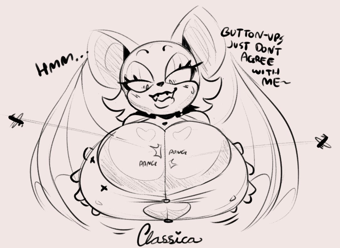 Rouge the button-bursting Bat.