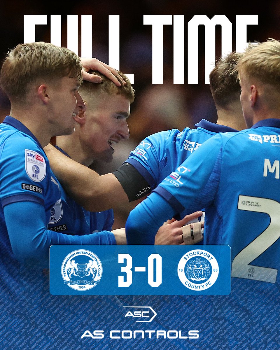 A fourth win in a row for Luke Williams' side and a second in succession in the league as Stockport County are beaten 3-0 at the Weston Homes Stadium in front of the live TV cameras.

Full-time brought to you by AS Controls.

🎩 3-0 🟢 | #pufc
