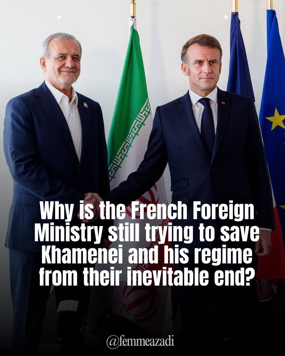 femmeazadi's tweet image. 🇫🇷 Pourquoi le Quai d’Orsay cherche encore à sauver Khamenei et son régime d’une fin certaine ?

Alors que la République islamique vient de refuser l’accès des sites nucléaires iraniens à l’AIEA, que l’ONU vient de voter une résolution contre le régime pour les crimes atroces…