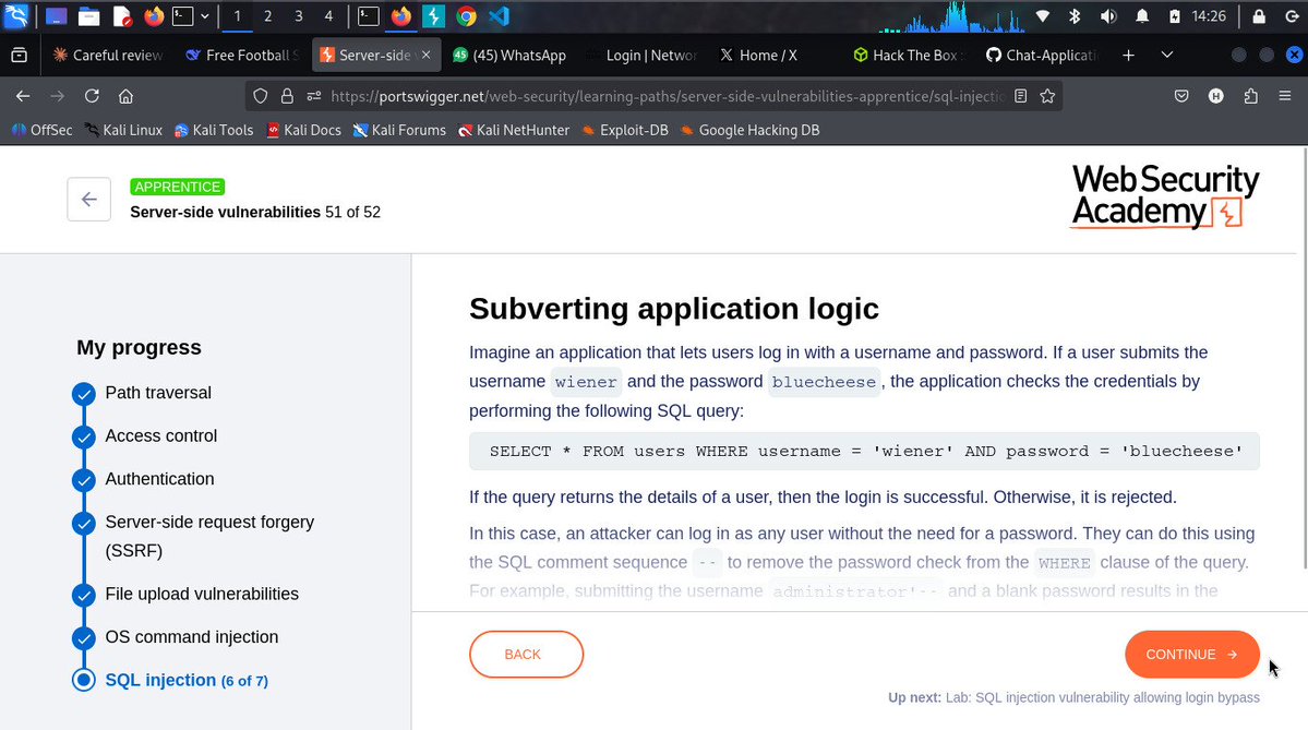 DarkshadeMalaga's tweet image. #Day2/100 of learning cyber security 
Completed all 52 server-side vulnerability labs on PortSwigger 🏆
@cybergirl_io
@commando_skiipz
@h4ruk7
#Cybersecurity #WebSecurity #BugBounty #InfoSec #Hacking