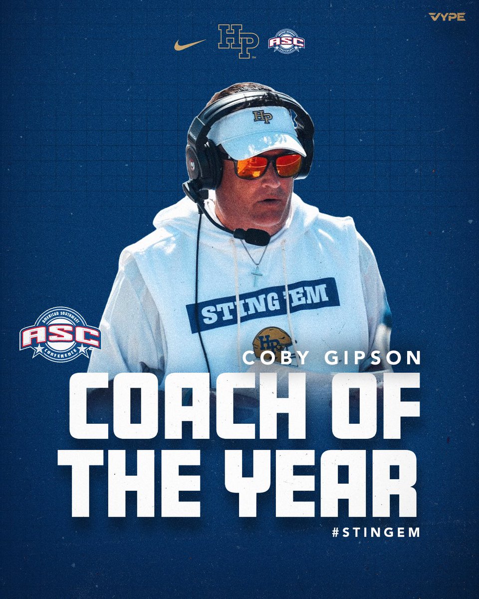 Congratulations to our head coach, Coach Coby Gipson for being named Coach of the Year!

#StingEm
#TearOffTheRoof