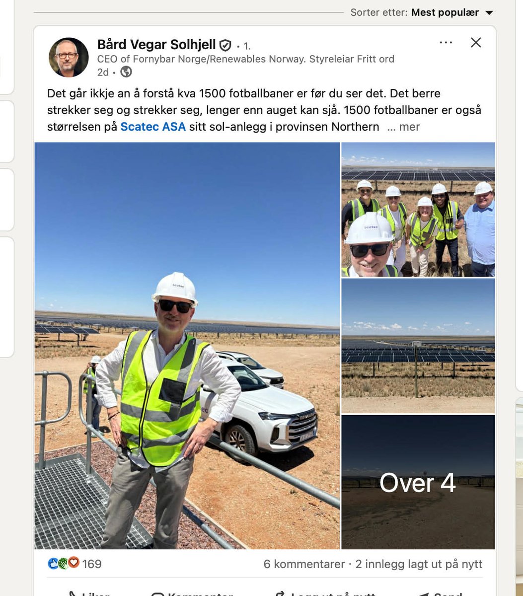 OleAsbjoernNess's tweet photo. Si hei til Bård Vegar Solhjell . Bård jobber for Fornybar Norge  og synes det er dødskult med energikilder som bruker masse areal og som samtidig er ustabile. Hva kan gå galt? https://t.co/l4BsrYjyFE