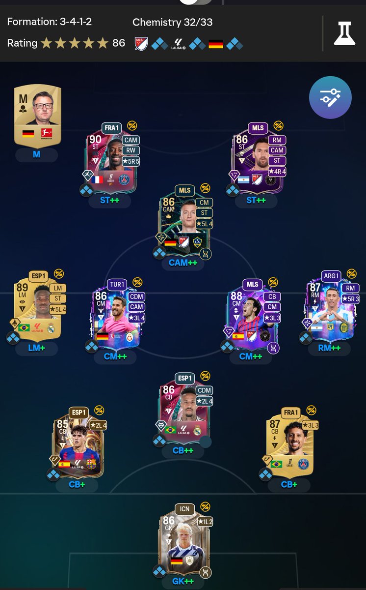 Cynical_FUT's tweet image. 📌 3-4-1-2 in #FC26

Control the tempo

Yeah my team is ratty, but it&apos;s all 1st Owner and fits my playstyle with an aggressive tactics. 

Balanced (60 depth) / Short Passing 

You can also put the Inside Forward on Attack and wreck more havoc. 

All about controling the ball.