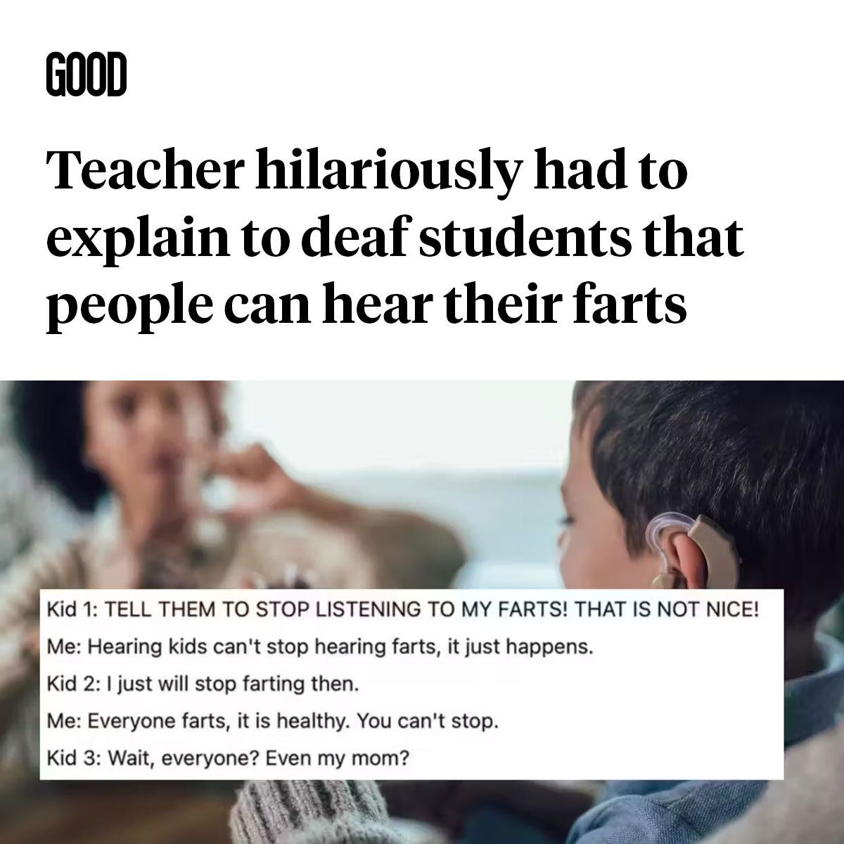 The hilarious conversation created a wonderful teaching moment about a much more serious issue: http