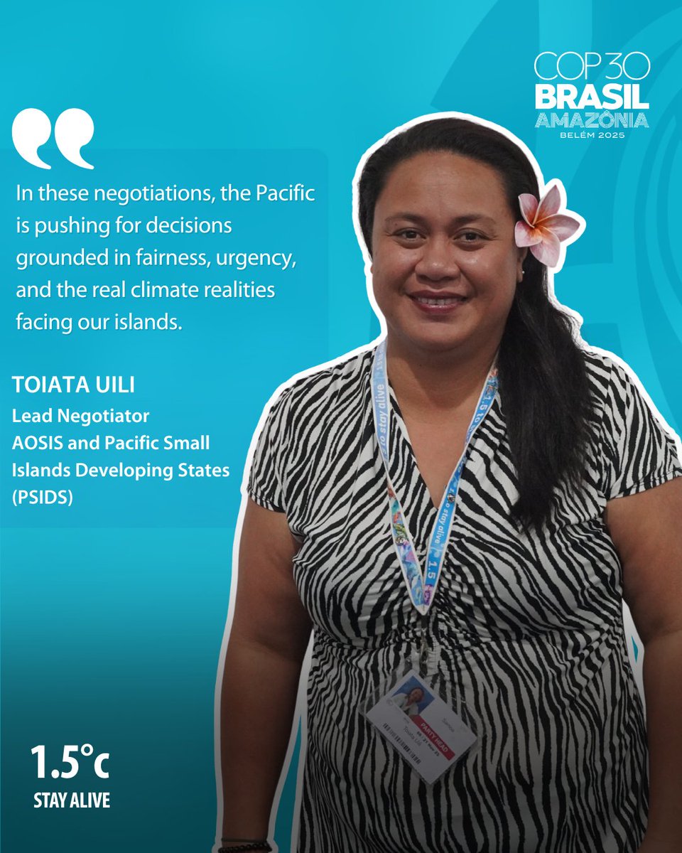 spc_cps's tweet image. Pacific leaders at #COP30 are calling for decisions rooted in fairness, urgency and the lived realities of our islands.
The message is clear: 1.5°C must stay alive. 🌊🌺
#PacificVoices #BluePacific #ClimateAction #1pt5ToStayAlive
