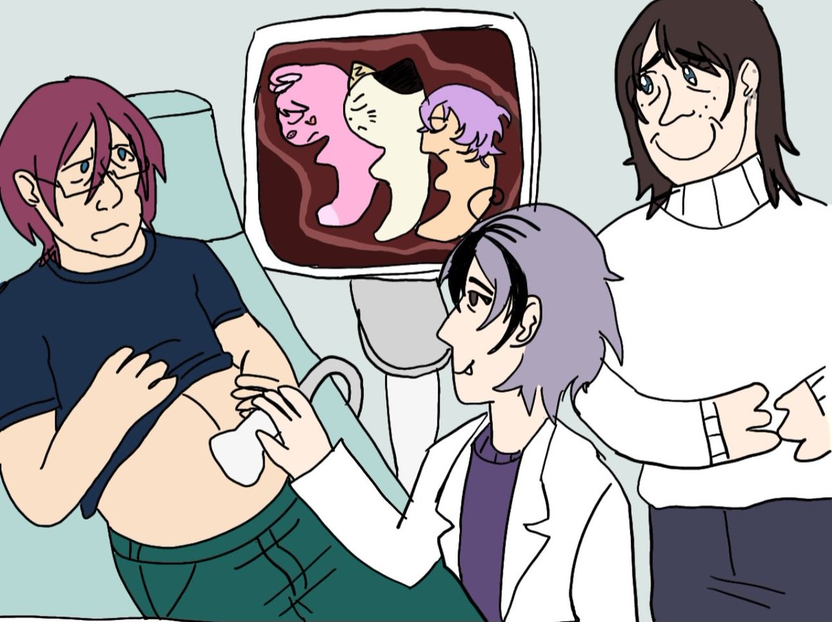 flinspenis's tweet photo. Today we went to the doctor amd were expecting triplets!!! im so happy i could sob at any moment... me and ibara are thinkingabout naming them dwaekki rinini and fuyume. Another thank you to my amazing doctor I dont know why her office was full of mika kagehira merch though https://t.co/4EazW3mTLO