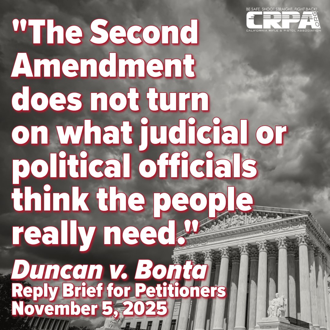 CRPAnews's tweet image. Our Duncan cert petition could be acted on December 5th.  It is time to clarify Bruen #OnceAndForAll!

Join the fight and be a part of history! ow.ly/z2Ao50Xv7kv