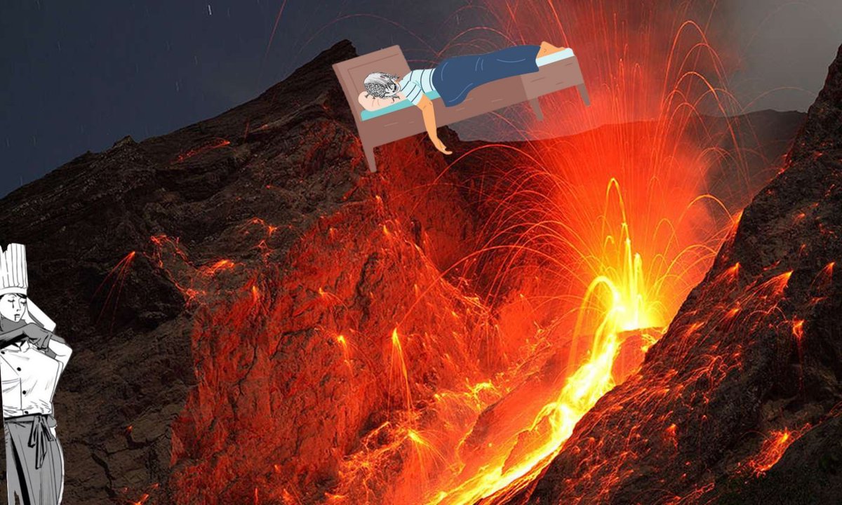 FALLINGCOOK's tweet image. Cheries! In today's prank, I'm going to hover the Nail Fiend over a volcano until it erupts!