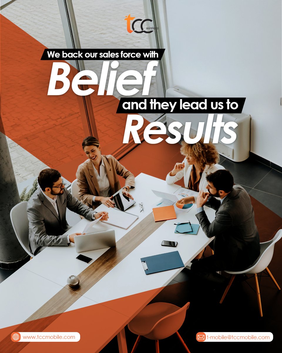 TCCMobile's tweet image. Results begin with trust. At TCC, we empower our team not with pressure — but with belief, coaching, and support. Because when belief leads the way, performance follows naturally.

#TCCWireless #BelieveInTheTeam #SalesLeadership #TrustAndResults #SupportWins