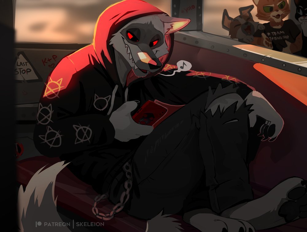 SkeleionSFW's tweet image. Throwback to the very first Lobo fanart I did! 🐺📱🎵