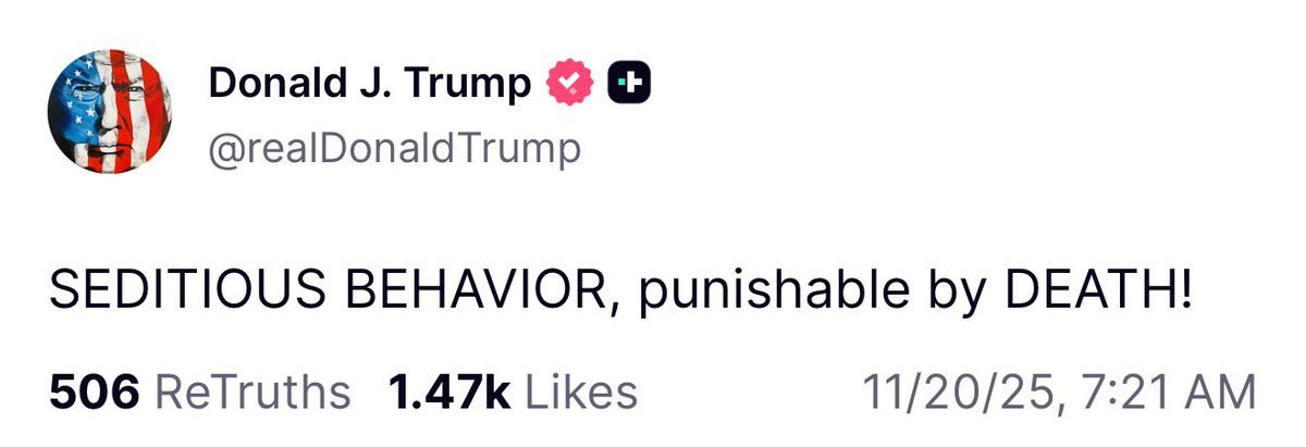 If you commit sedition for the president, you get pardoned.

If you reaffirm the law in opposition to him, you get threatened with execution.