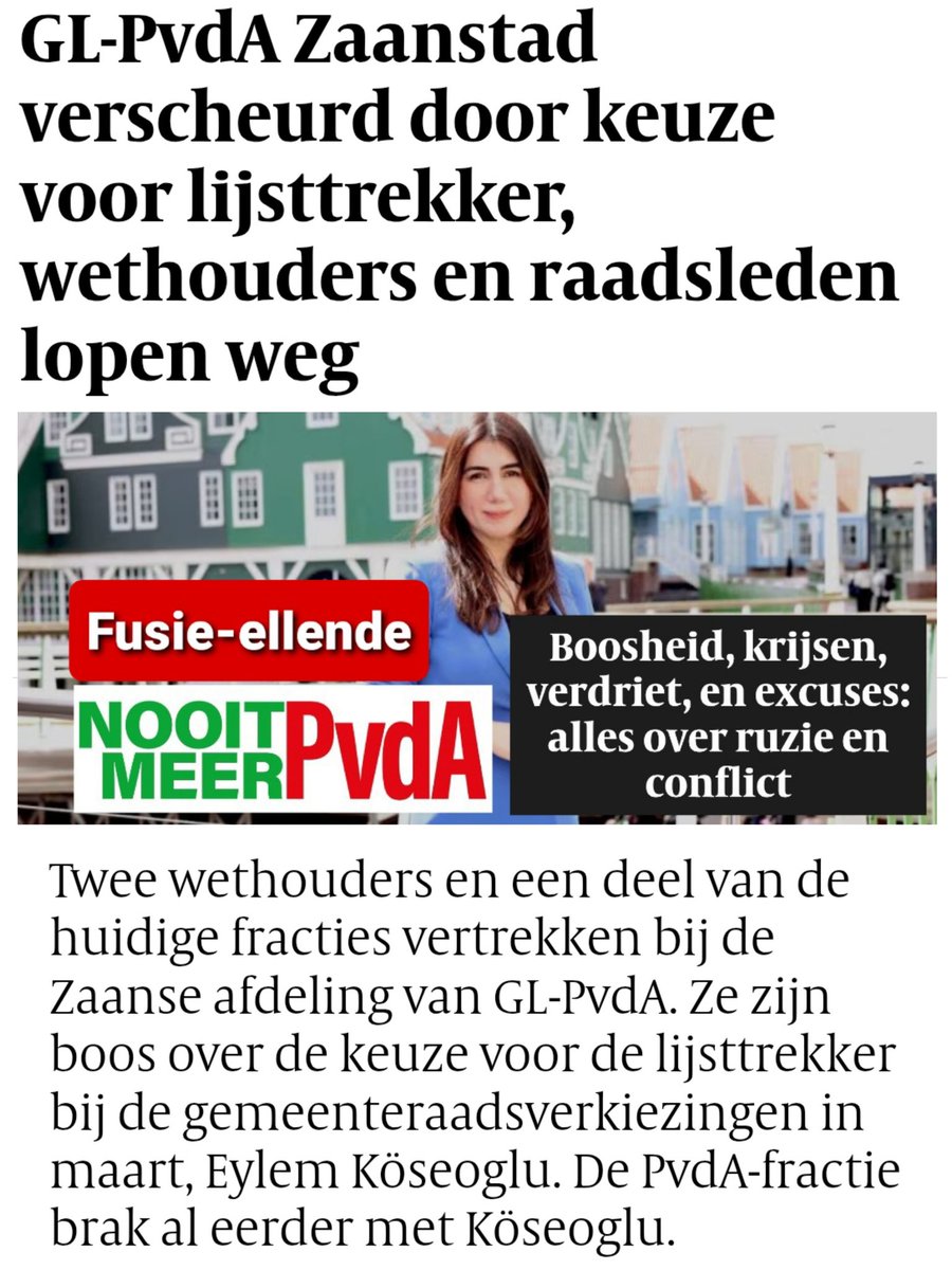 Dit gaat in talloze gemeenten spelen richting #gemeenteraadsverkiezingen op 18 maart as. Herrie in de tent rond fusie #GroenLinksPvdA. Bepaald GEEN stabiele partij! #PauwendeWit