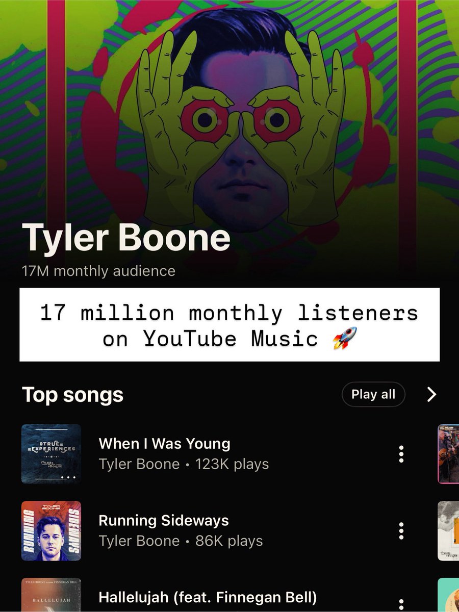Over 17 million monthly listeners on YouTube Music 🚀 

music.youtube.com/channel/UCnxfE…

#youtube #youtubemusic #artistformula <a href="/youtubemusic/">YouTube Music</a>