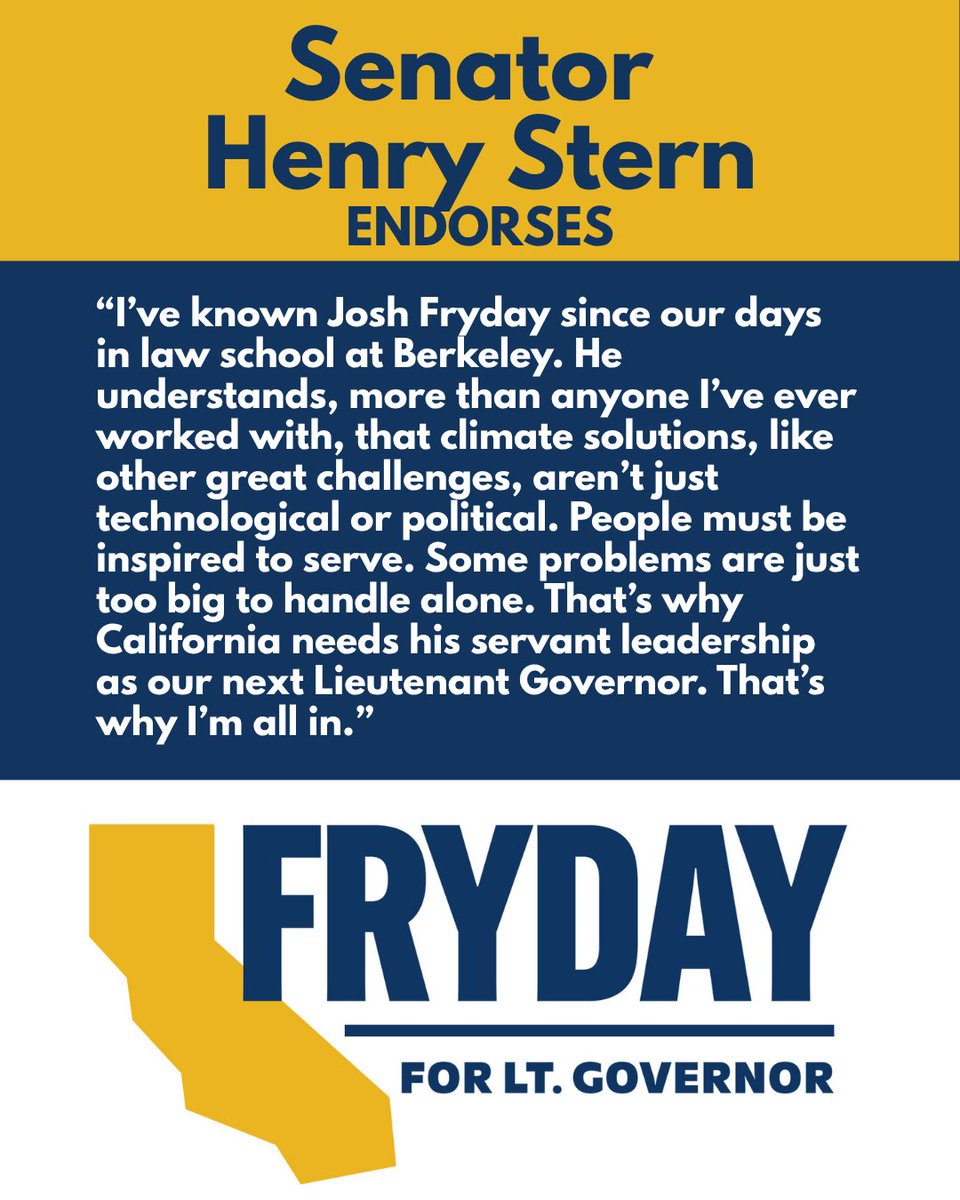 My friend <a href="/HenrySternCA/">Henry Stern</a> never stops working to protect our environment and our state. I’m so proud to be able to partner with him on so much good work, and look forward to continuing to do so for a long time to come! Thank you Senator Stern for supporting my campaign for LG!