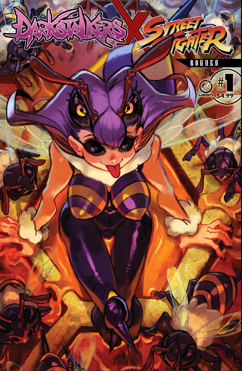 My incentive cover for <a href="/UdonEnt/">UDON Entertainment</a>  Darkstalkers X Street Fighter: Rogues #1 ! 

(any excuse to draw Q Bee yess~~~)