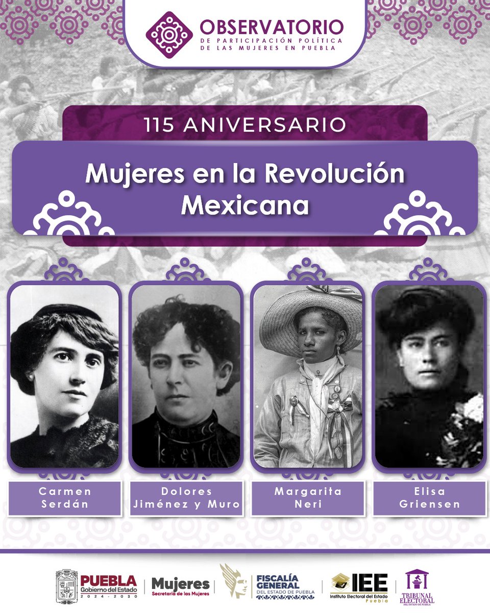 En el marco del 115 Aniversario de la Revolución Mexicana, desde el OPPMP destacamos la contribución de las mujeres en este movimiento que dio libertad y justicia a las y los mexicanos.